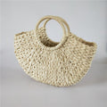 Personalized Vintage Paper-woven Bag Semicircular Travel Tote With Large Capacity