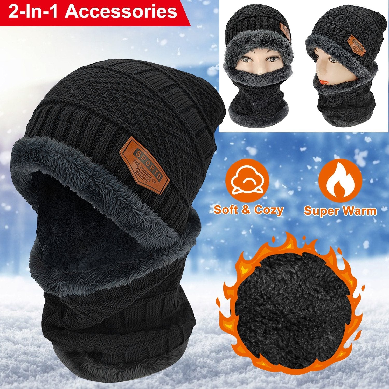 GBruno Winter Beanie Hat Scarf