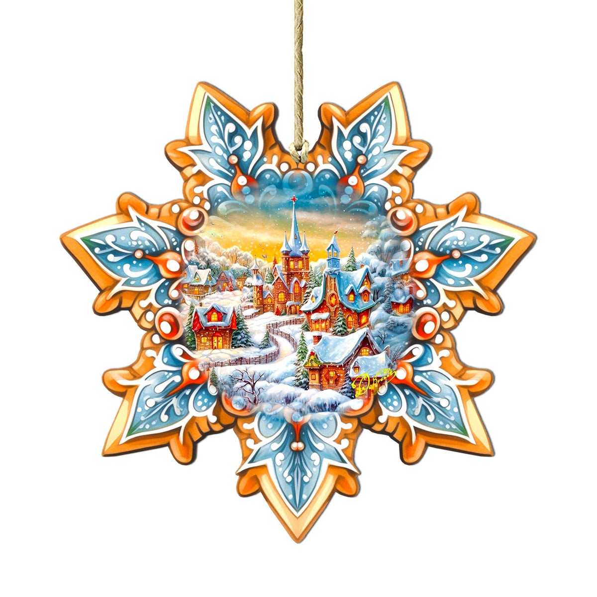 Christmas Night Snowflake Large Wooden Ornament by G. Debrekht - Christmas Decor - 8688416M