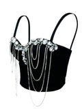 White Chain Diamond Sexy Corset Design Sense European And American Style Inner Wearing Advanced Sense Outer Wearing Fishbone Bra