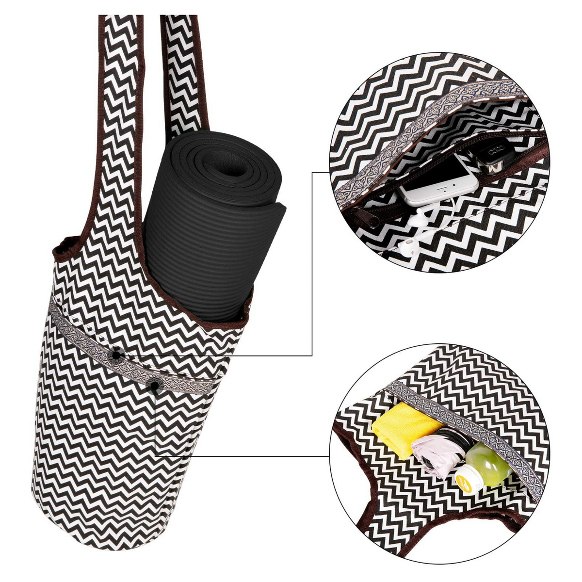 JupiterGear Yoga Mat Carrying Tote Bag with Large Size Pockets | Multipurpose and Fit Most Size Mats