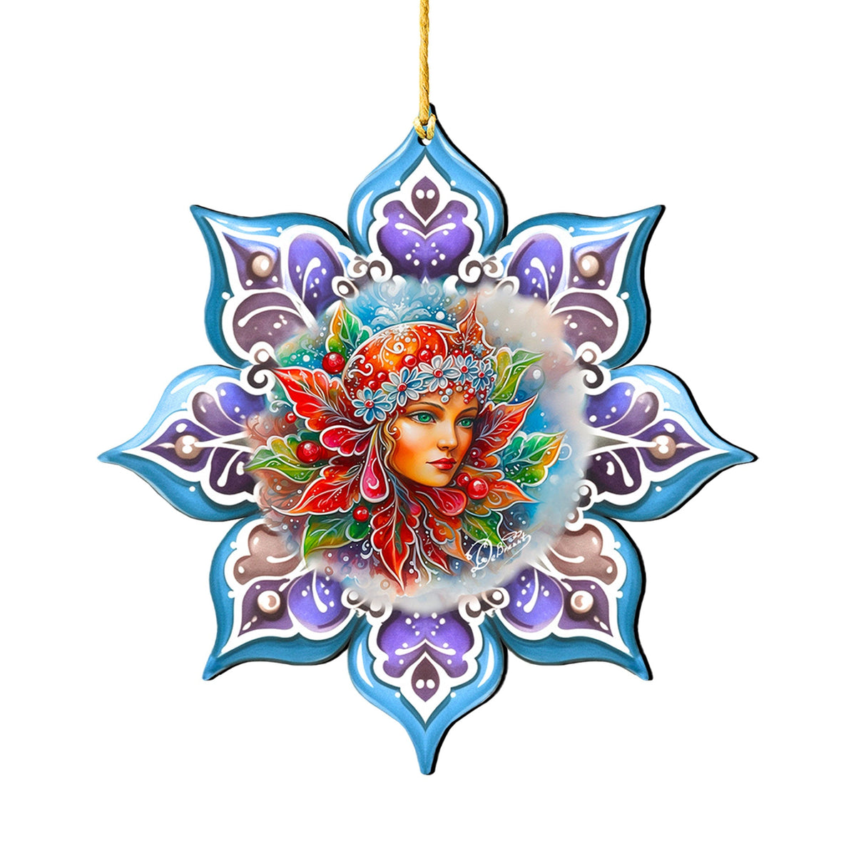 Frosty Fairy Snowflake Large Wooden Ornaments by G. Debrekht - Christmas Decor - 8688403M