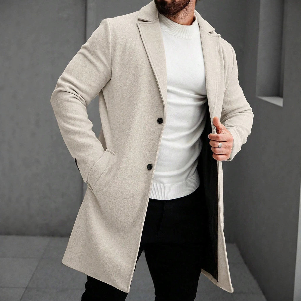 Solid-color Wool Mid-length Coat
