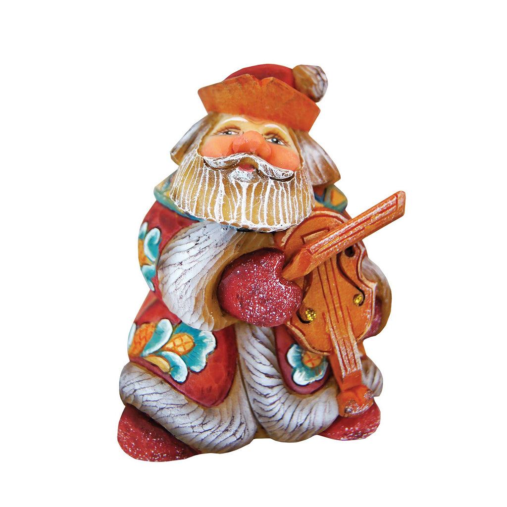 Mini Violin Santa Handcrafted Christmas Figurine - G. DeBrekht - Christmas Santa Snowman Decor - 517638