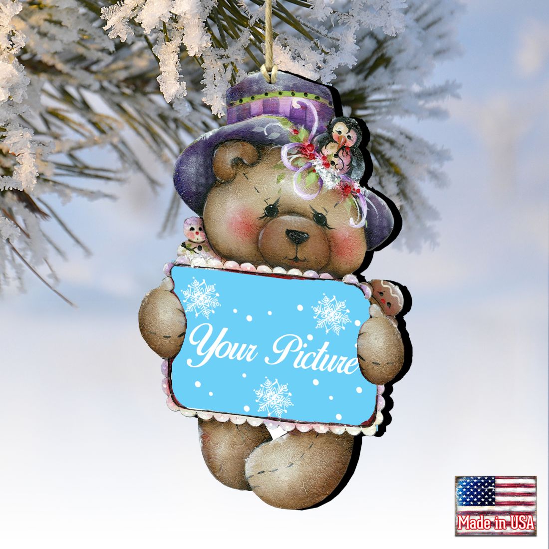 Teddy Bear Picture Frame Ornaments - Ornament for Photo - Christmas Decor - 8457510PF