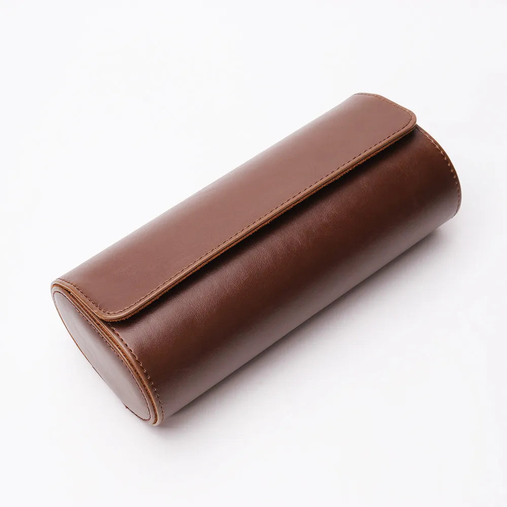 3-Slot Travel Watch Case – PU Leather Watch Roll for Men