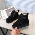 Fleece-lined Thick Snow Boots Girls' Double Velcro Ankle Boots