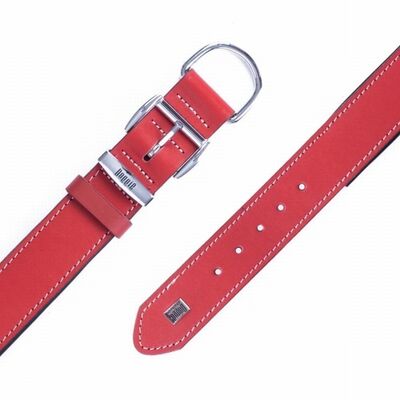 Doggie Comfort Leather Dog Collar Red Large Breed 65cm