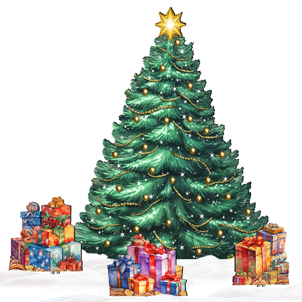 Christmas Tree Set Outdoor Indoor Décor Wooden Christmas Decoration by G. Debrekht Christmas Décor - 8191500F-G
