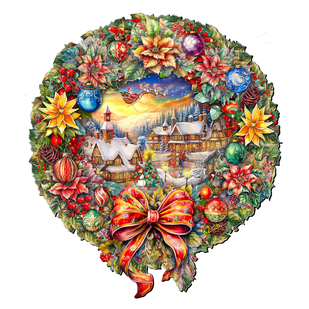 Christmas Wreath 36"-Inch Outdoor Indoor Decor Wooden Christmas Decoration by G. Debrekht - Christmas Decor - 8652802F
