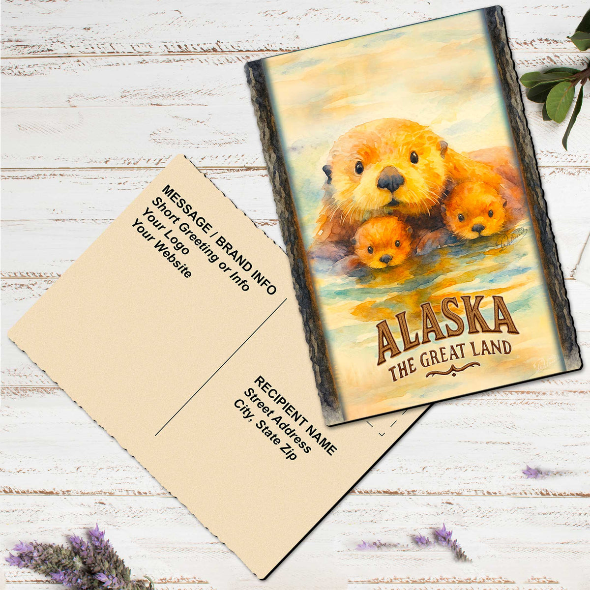 Sea Otter Family Greeting Card by G. Debrekht - 97123GC