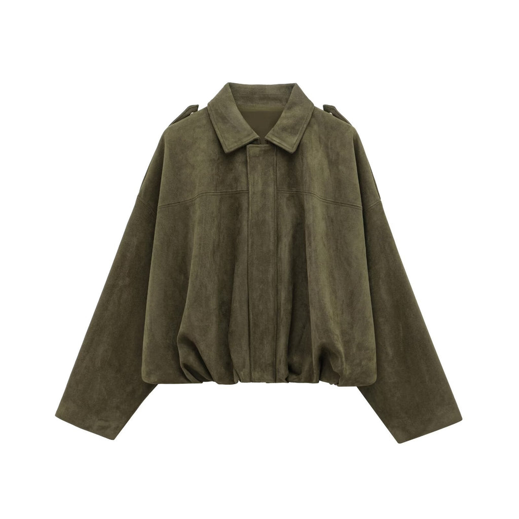 European And American Cross-Border Women's Clothing 2025 Early Spring New Fashion Suede Casual Style Versatile Casual Simple Aviator Jacket