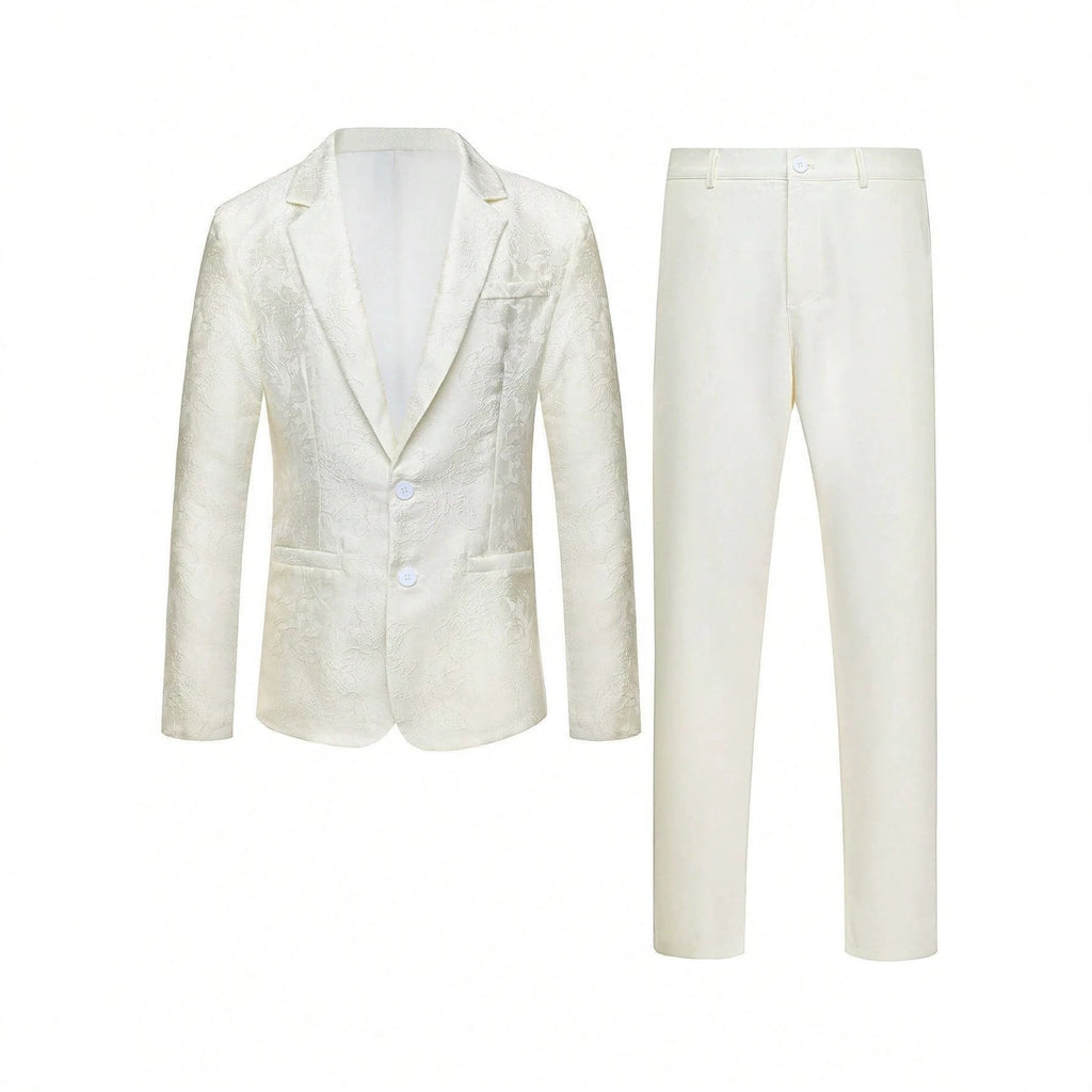Dark-Pattern Jacquard Light Business Suit Set
