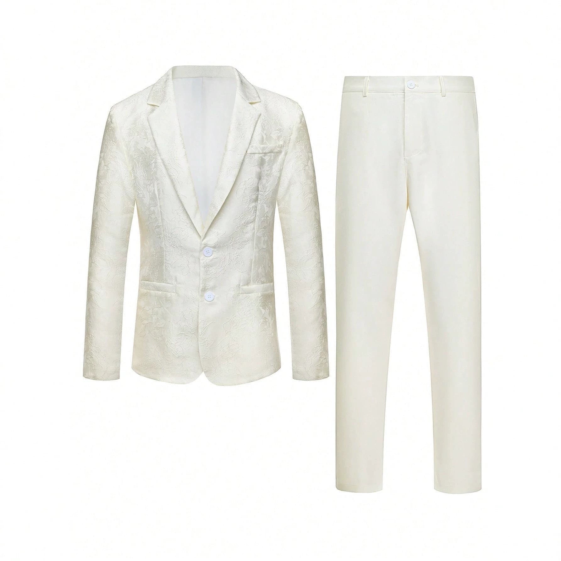Dark-Pattern Jacquard Light Business Suit Set