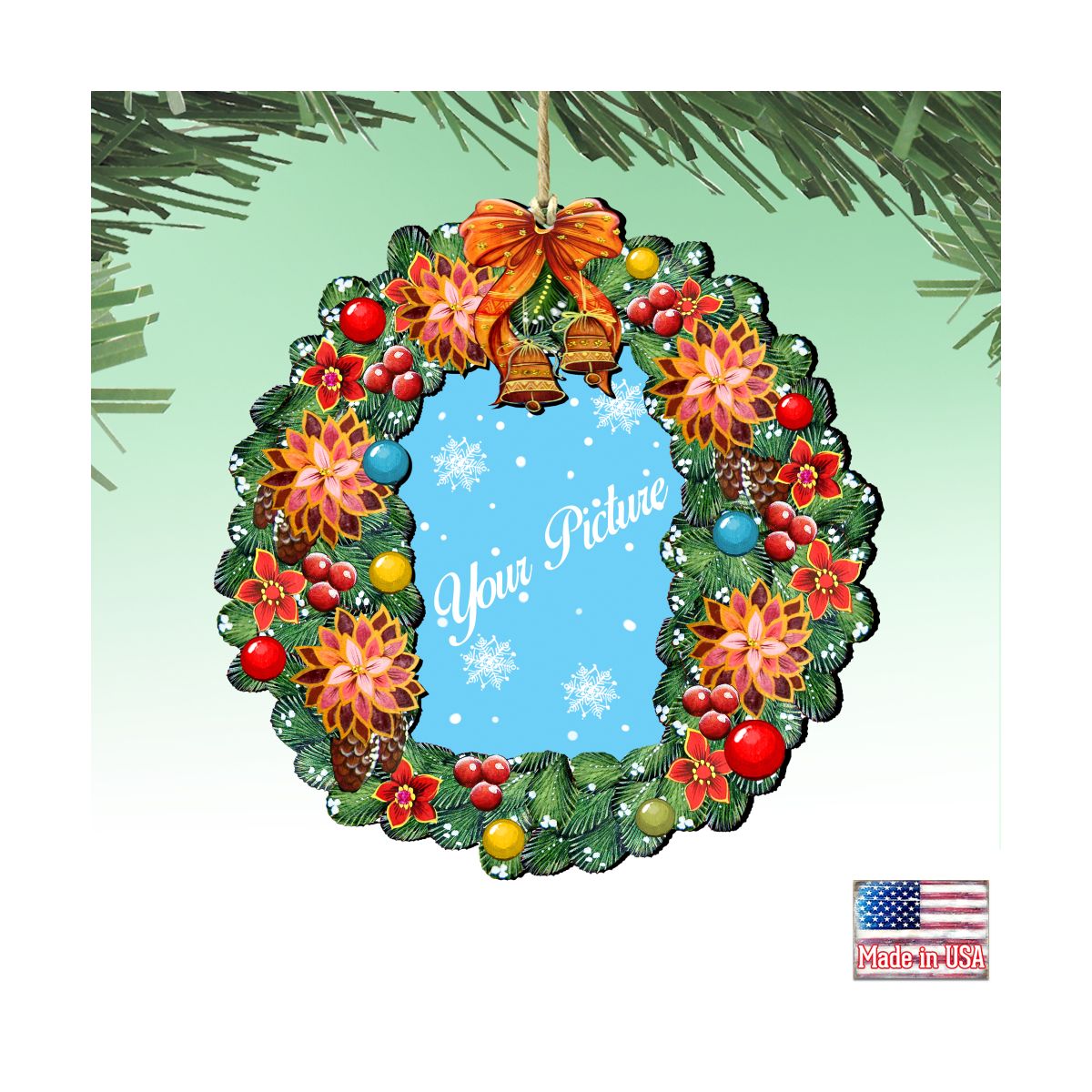 Wreath Christmas Picture Frame Ornaments - Ornament for Photo - Christmas Decor - 8185307PF