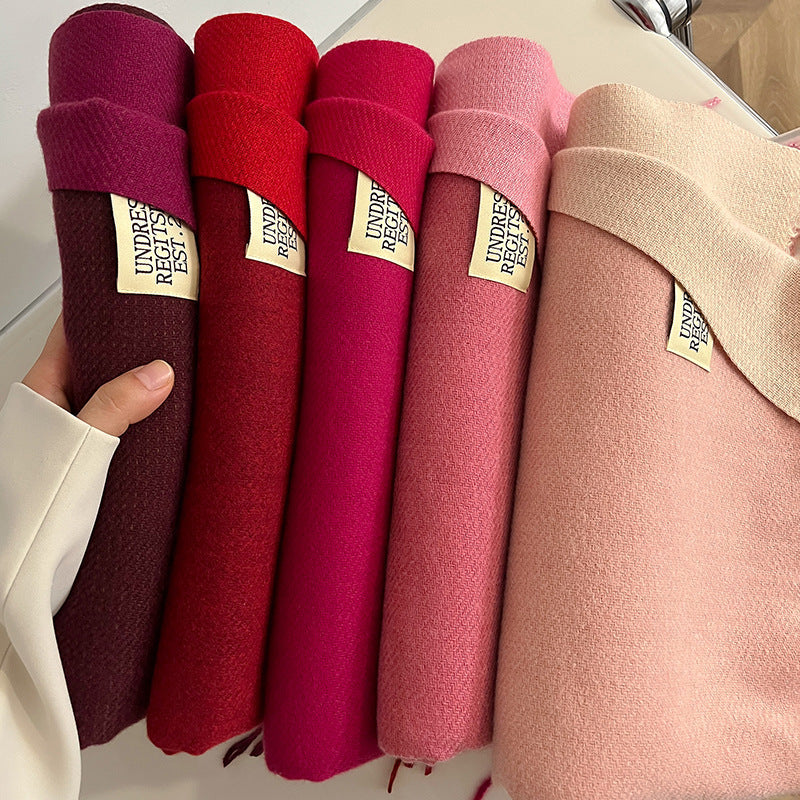 Double-sided Artificial Cashmere Scarf Women's Winter Warm Couple
