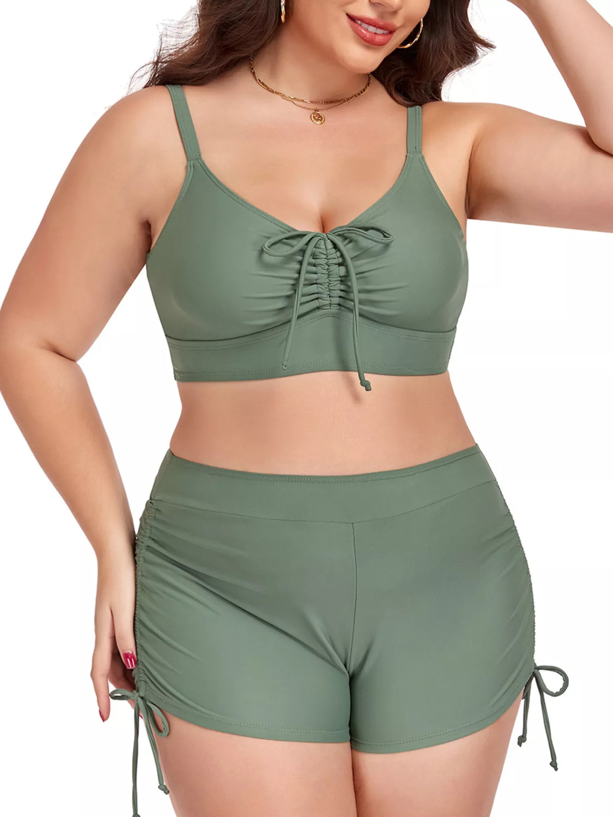 Ruched Drawstring Swim Set