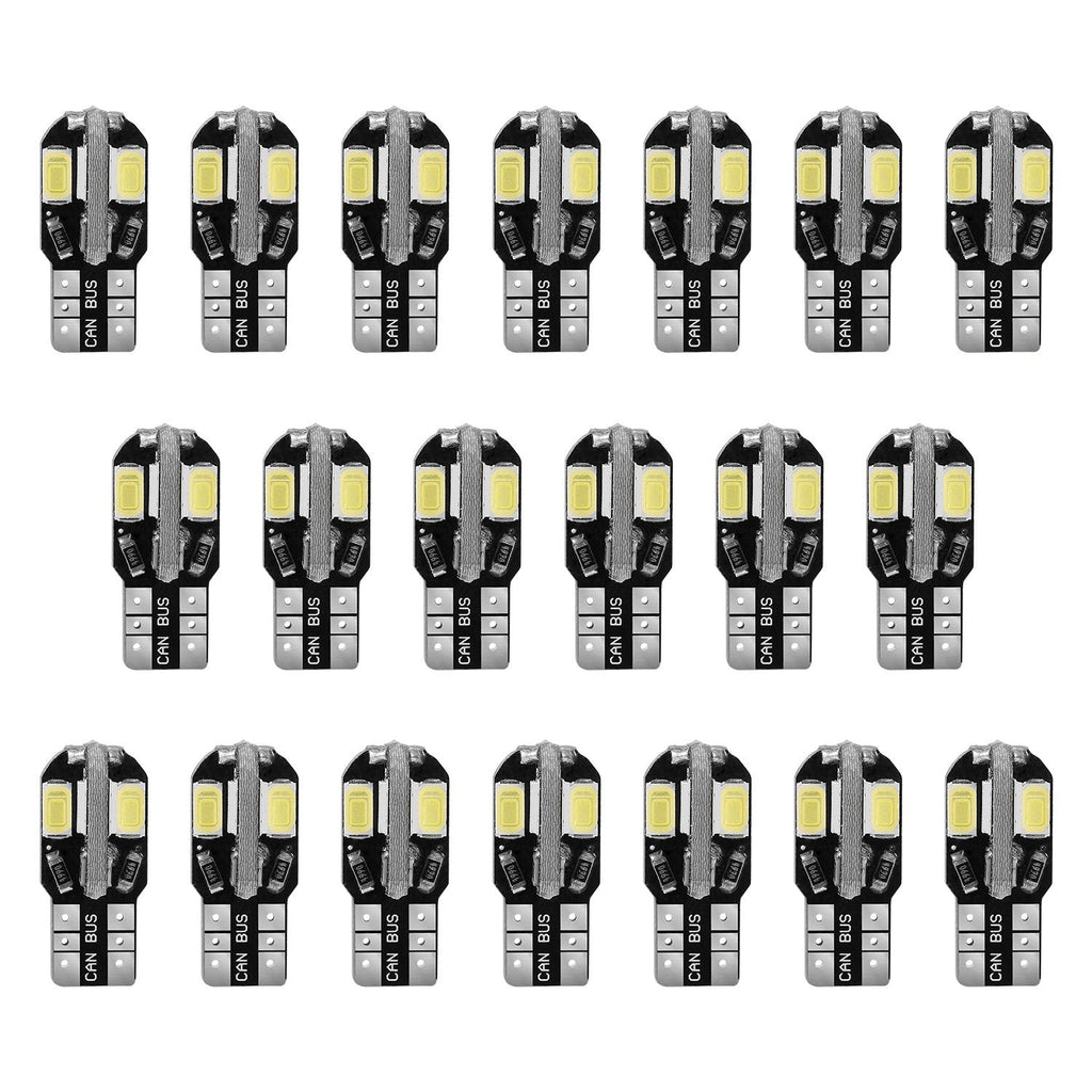 20Pcs T10 SMD5730 LED Light Bulbs 6000K Wedge Light Lamps Dome Map License Plate Car Interior Festoon Lights Kits