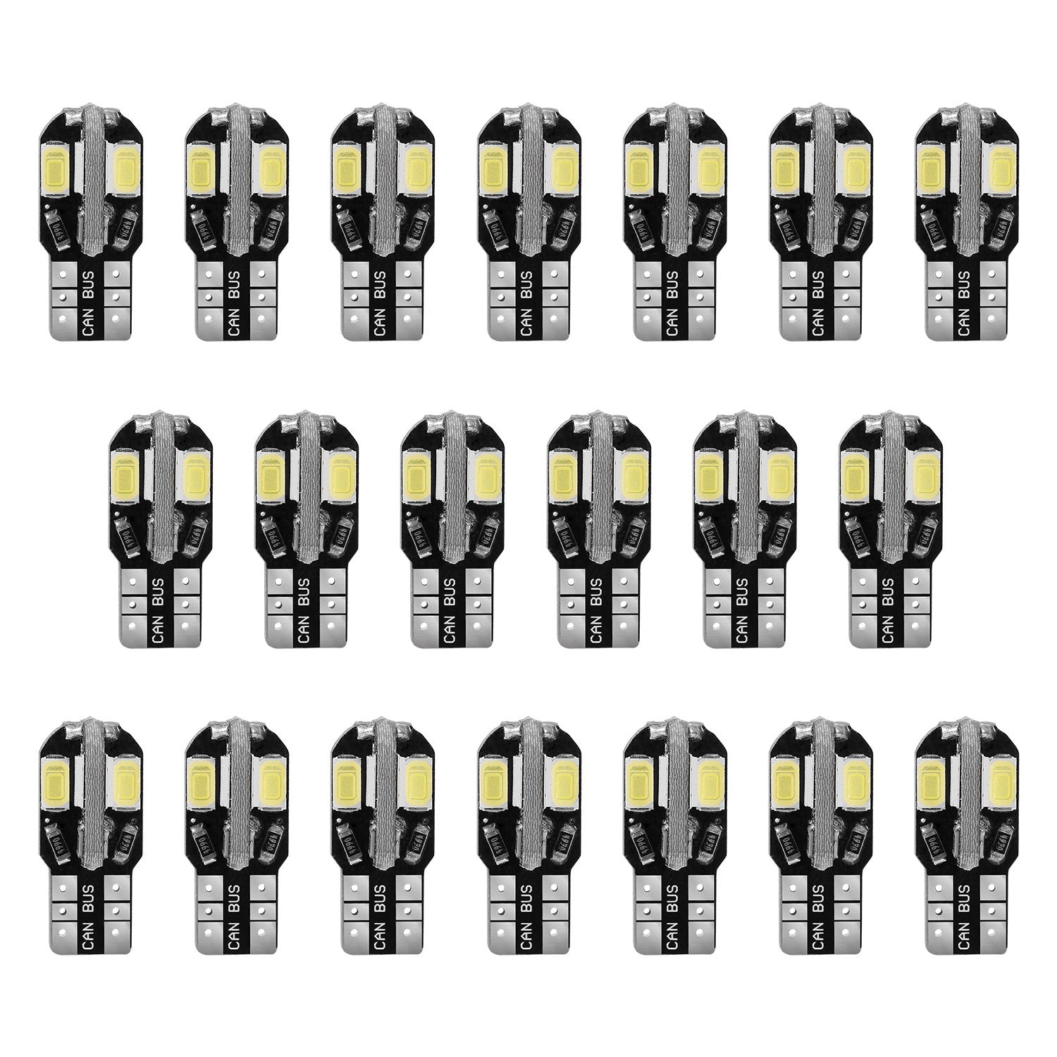 20Pcs T10 SMD5730 LED Light Bulbs 6000K Wedge Light Lamps Dome Map License Plate Car Interior Festoon Lights Kits