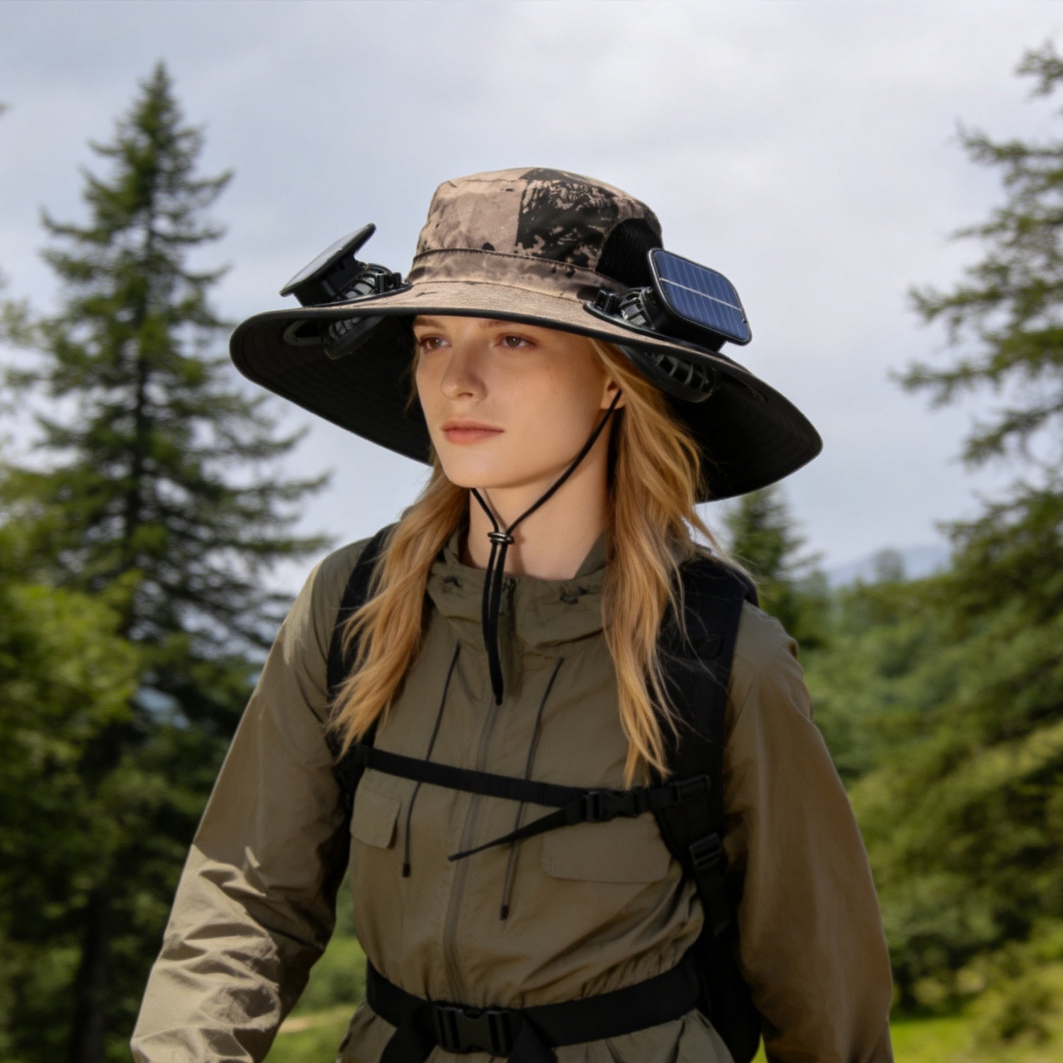 Solar Fan Hat with UPF50+ Sun Protection & Neck Flap