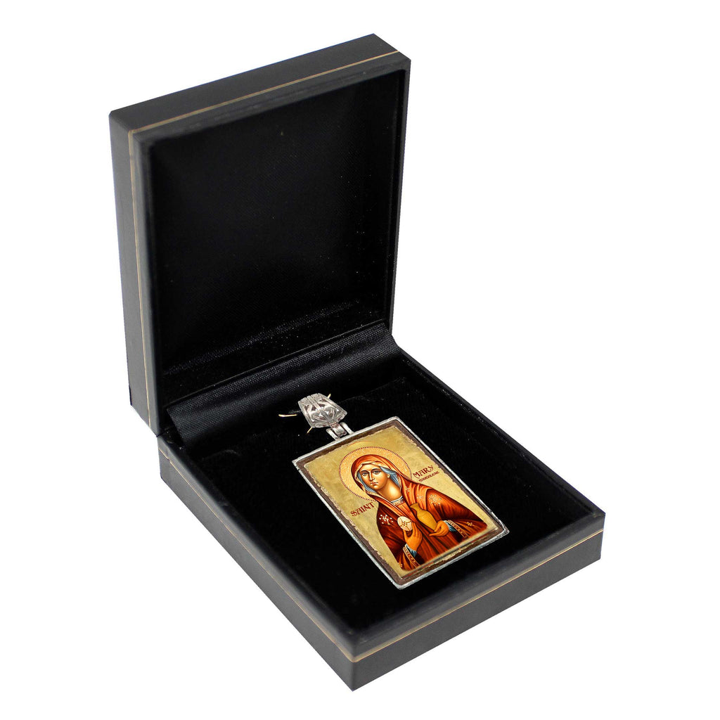 Maria Magdalena Necklace - Silver Plated Religious Jewelry With Gold Plated Pendant - Christian Sacred Icon - Inspirational Icon Decor - 43014-2R