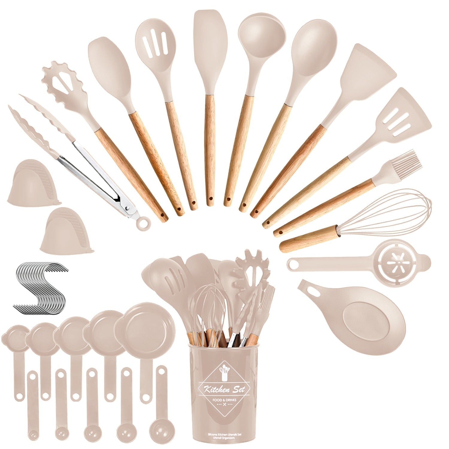 35Pcs Kitchen Cooking Utensils Set Spatula Set Baking Utensil Set Kitchen Accessories Necessities with Holder Egg Whisk Separator Tong Turner Spoons C