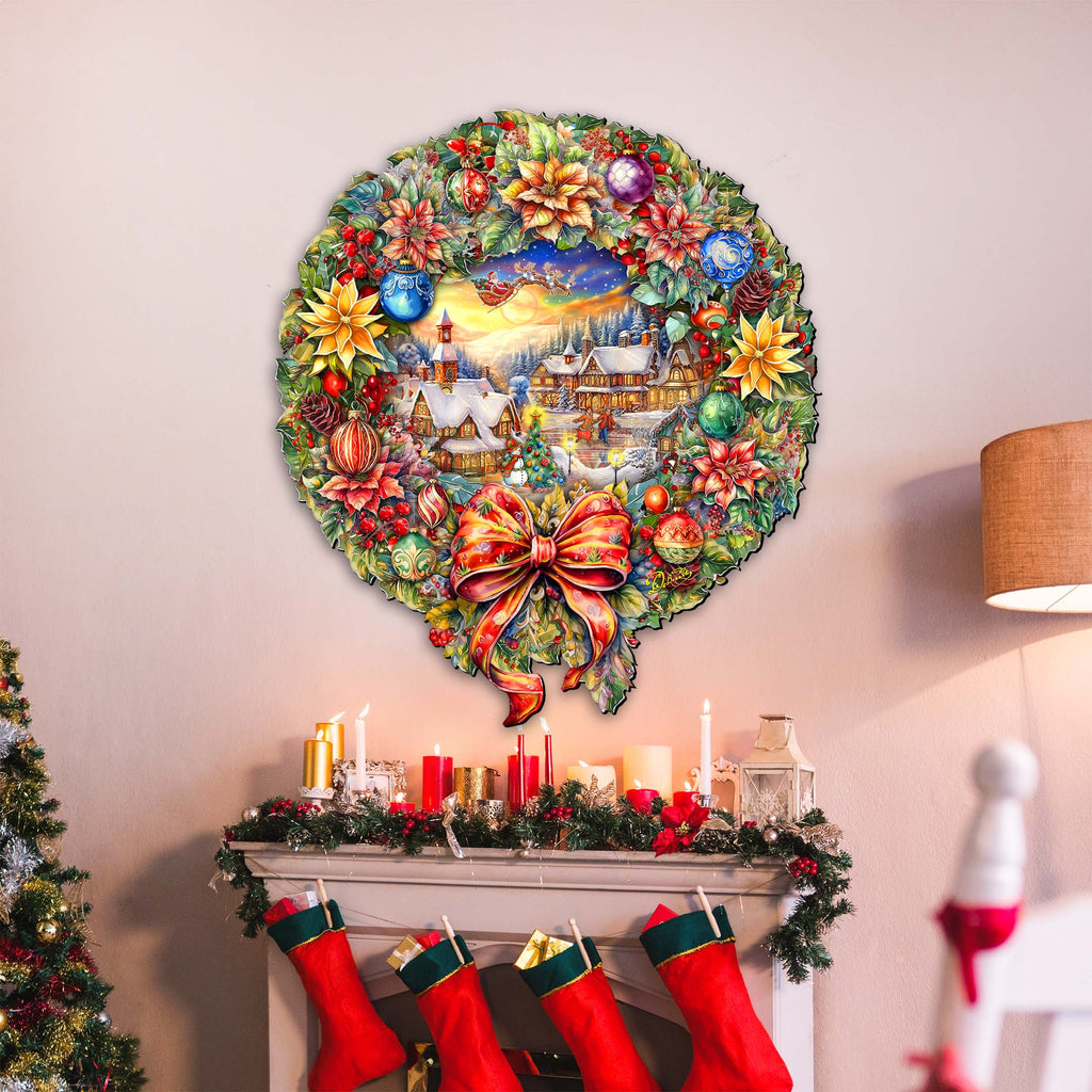 Christmas Wreath 36"-Inch Outdoor Indoor Decor Wooden Christmas Decoration by G. Debrekht - Christmas Decor - 8652802F