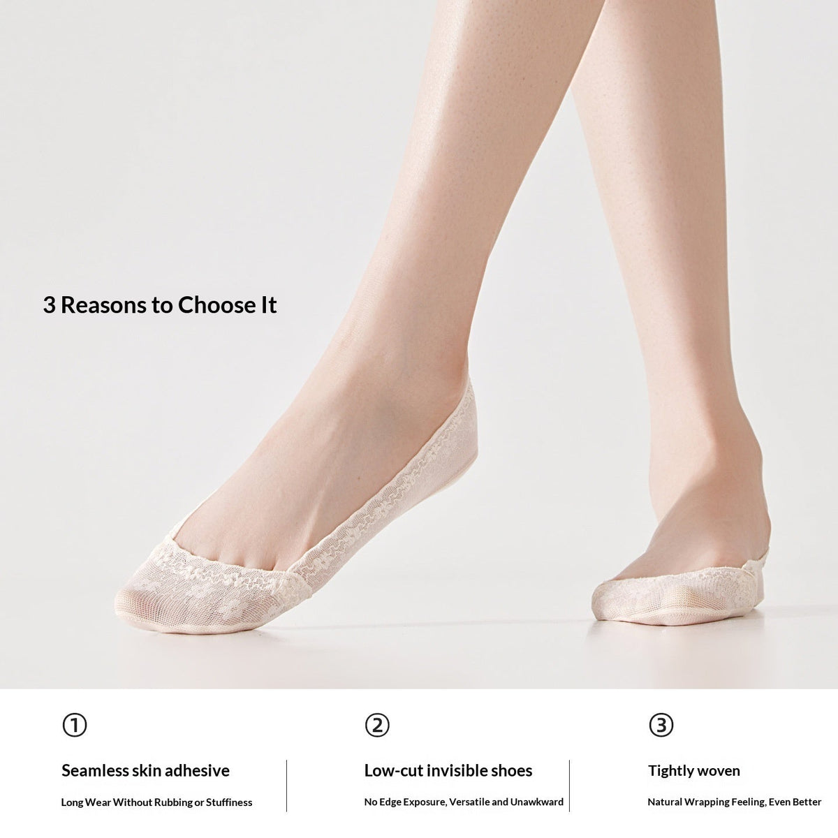 Womens Lace Invisible Socks Thin Breathable With Lace Trim To Prevent Slipping