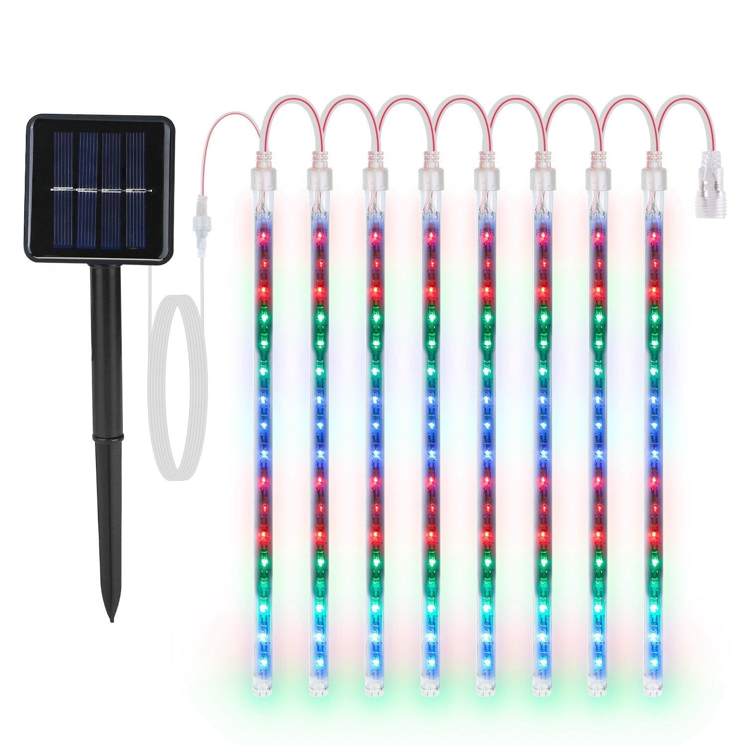Solar Powered Meteor Shower String Lights 9.84FT Falling Raindrop Tube Lamp Water Resistant Decorative Lights For Tree Home Garden Parties