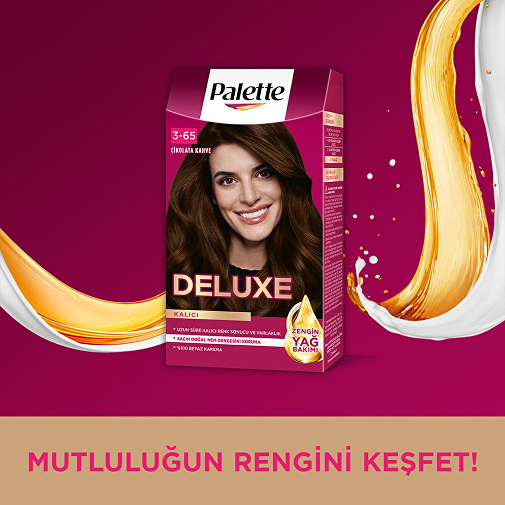 Palette Deluxe Chocolate Brown Hair Dye: Long Lasting, Rich Color & Shine - Permanent Hair Color 3-65 ‚ikolata Kahve