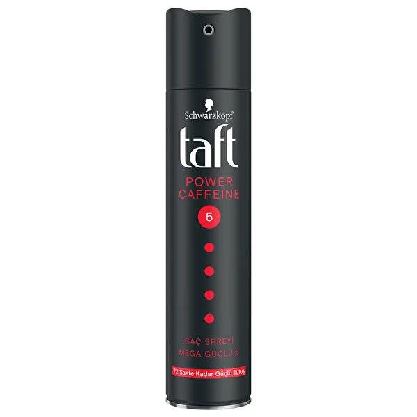 Taft Caffeine Mega Strong Hold Hair Spray - 48H Long Lasting Volume & Style Control - Ultimate Hair Styling Product