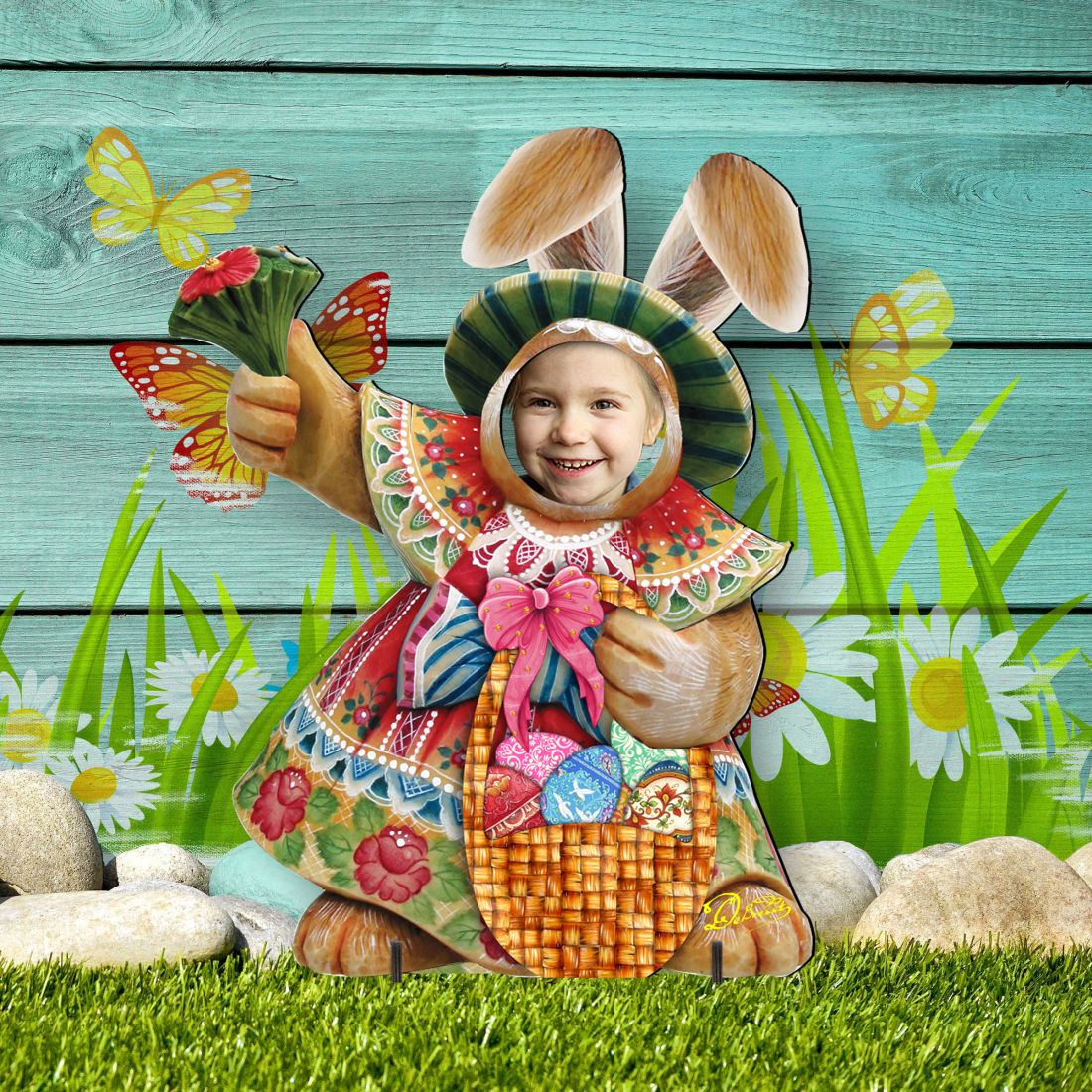 Mrs. Bunny Easter Face Easter Outdoor Scene  by G. DeBrekht - Easter Spring Decor - 8154421-2F