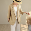 Artistic Retro Cotton-Linen Three-Quarter-Sleeve Blazer Jacket For Women