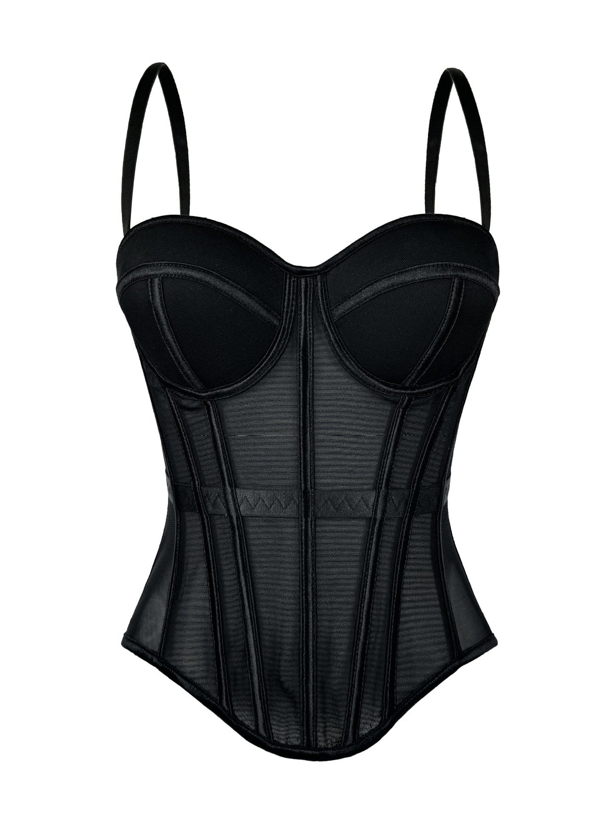 European And American Pure Color Fashionable Fishbone Bra, Waist Slimming Look Mesh Camisole With Breast Pads, Fishbone Top For Outer Wear