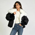 Turn-down Collar Wool-lined Parka Women's Coat