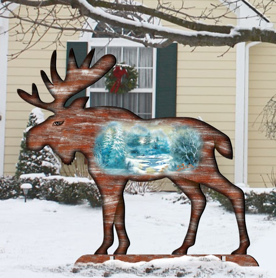 Woodsy Moose Wildlife Outdoor Decor by G. DeBrekht - Wildlife Holiday Decor - 8198222F