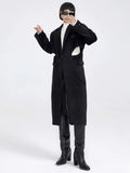 Fake Two-piece Hollow-out Long Wool Coat