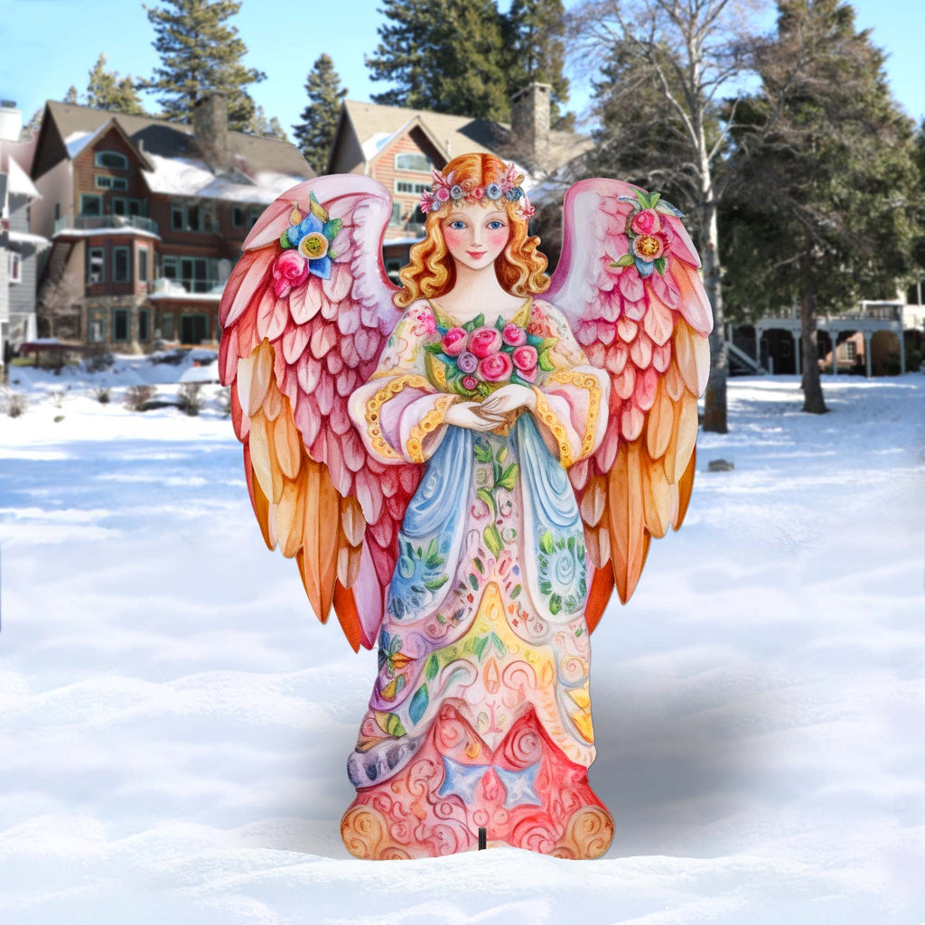 Pink Floral Angel Outdoor Decor by G. Debrekht - Nativity Holiday Decor - 8611023F