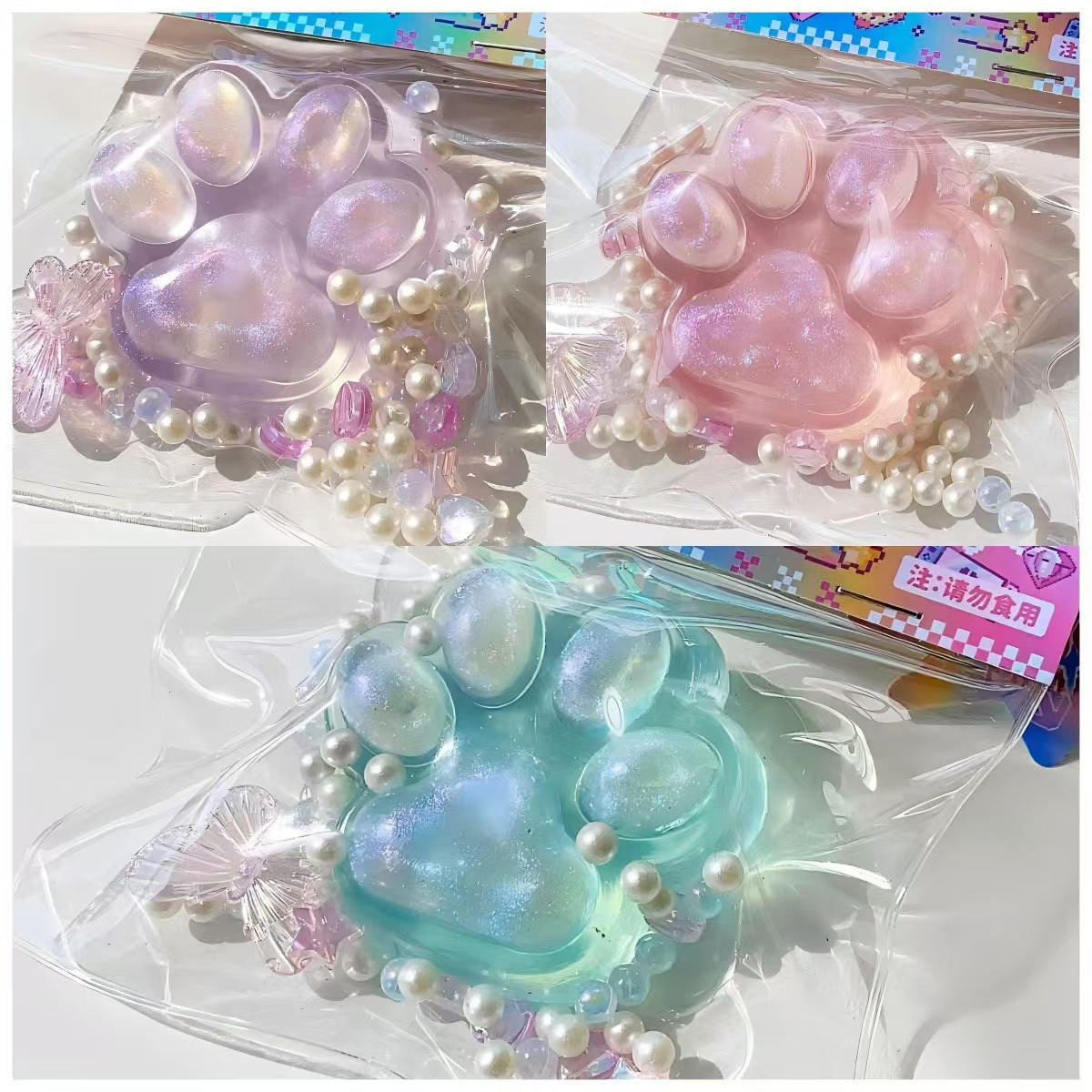 Crystal Cat's Paw Squeezing Toy — Colorful Transparent Squishy