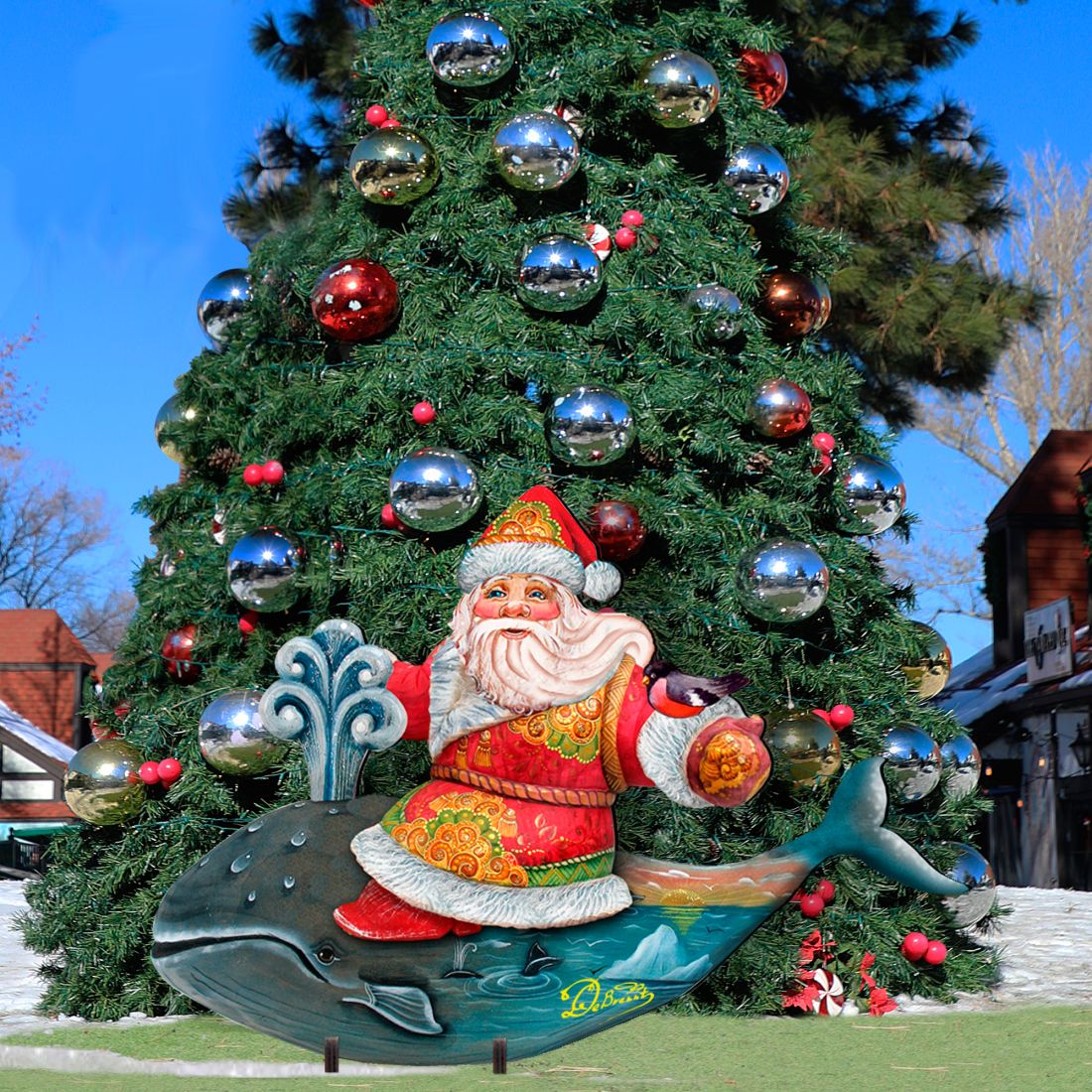 Whale Tail Christmas Outdoor Decor by G. DeBrekht - Christmas Santa Snowman Decor - 8117827F