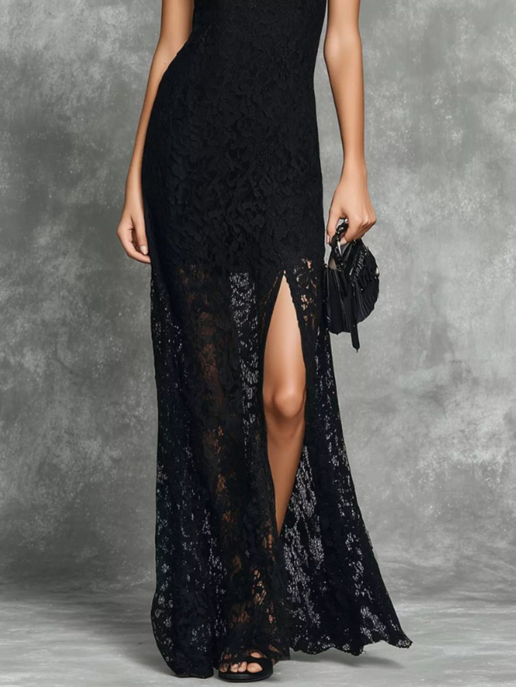 Slit Lace Sleeveless Maxi Dress
