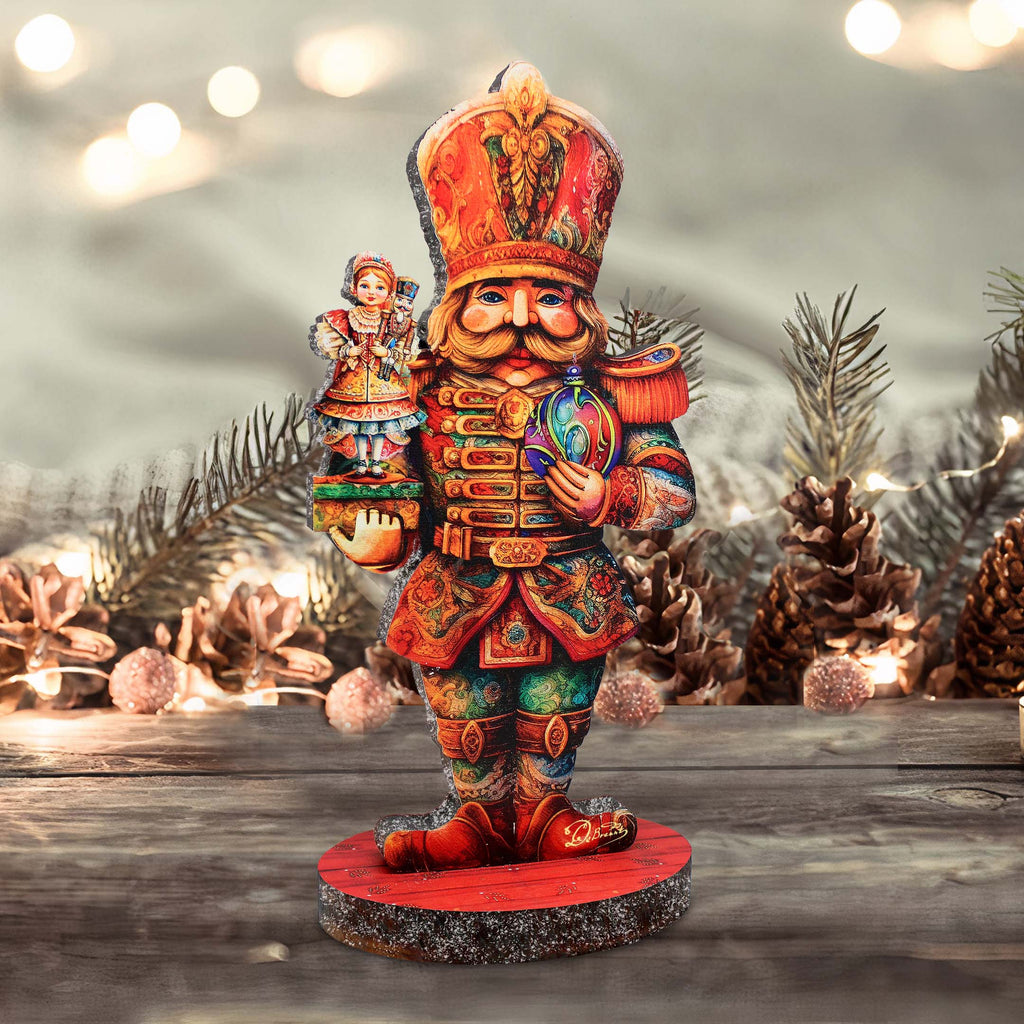 Enchanting Clara and Nutcracker Prince Limited Edition Wooden Figurine by G. Debrekht - Centerpiece for Christmas Decor - 89316