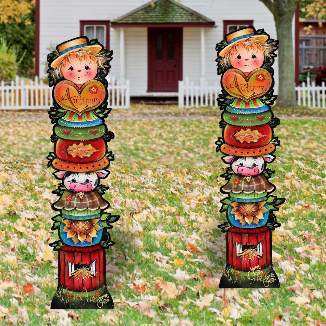 For the Love of Autumn Set of 2 Walkway Greeters Outdoor Decor by Jamie Mills-Price - Halloween Thanksgiving  Decor - 8457804F-S2