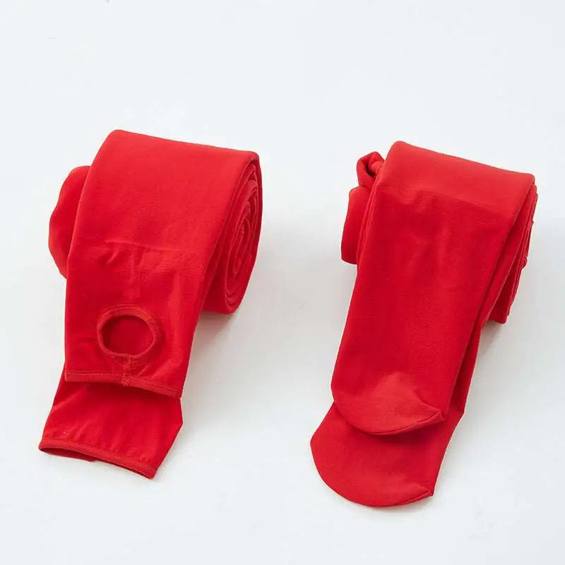 Embroidered Red Cardigan with Outer Nylon Single Layer Stepping Pants