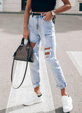 Women's Light Blue Elegant Slim-fit Trousers