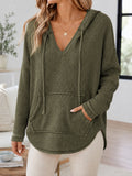 Pocket Knitted Sweater Loose-fitting Hooded Hoodie With Drawstrings