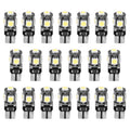 20Pcs T10 SMD5050 LED Light Bulbs 6000K Wedge Light Lamps Dome Map License Plate Car Interior Festoon Lights Kits