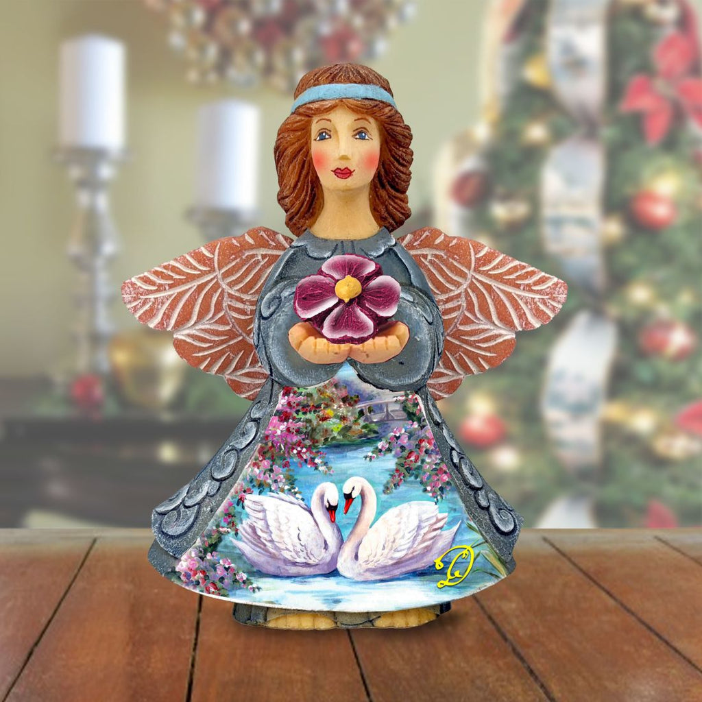 Swans Angel Handcrafted Christmas Figurine - G. DeBrekht - Nativity Holiday Decor - 516658
