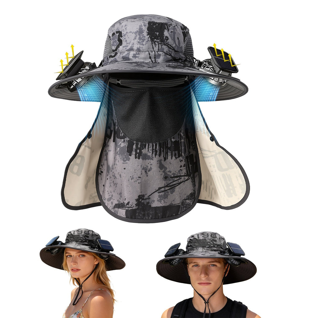 Solar Fan Hat with UPF50+ Sun Protection & Neck Flap