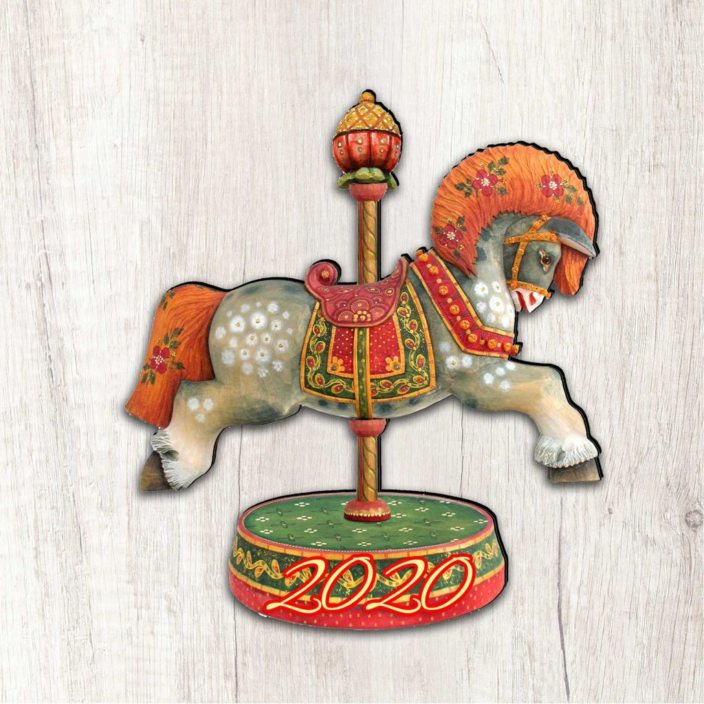 Carousel Horse Dated Holiday Outdoor Decor Large Ornament by G. DeBrekht - Carousel Holiday Decor - 8114041-2M-D